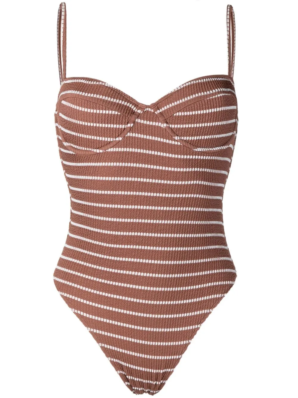 

Faithfull the Brand Bea striped swimsuit - Brown