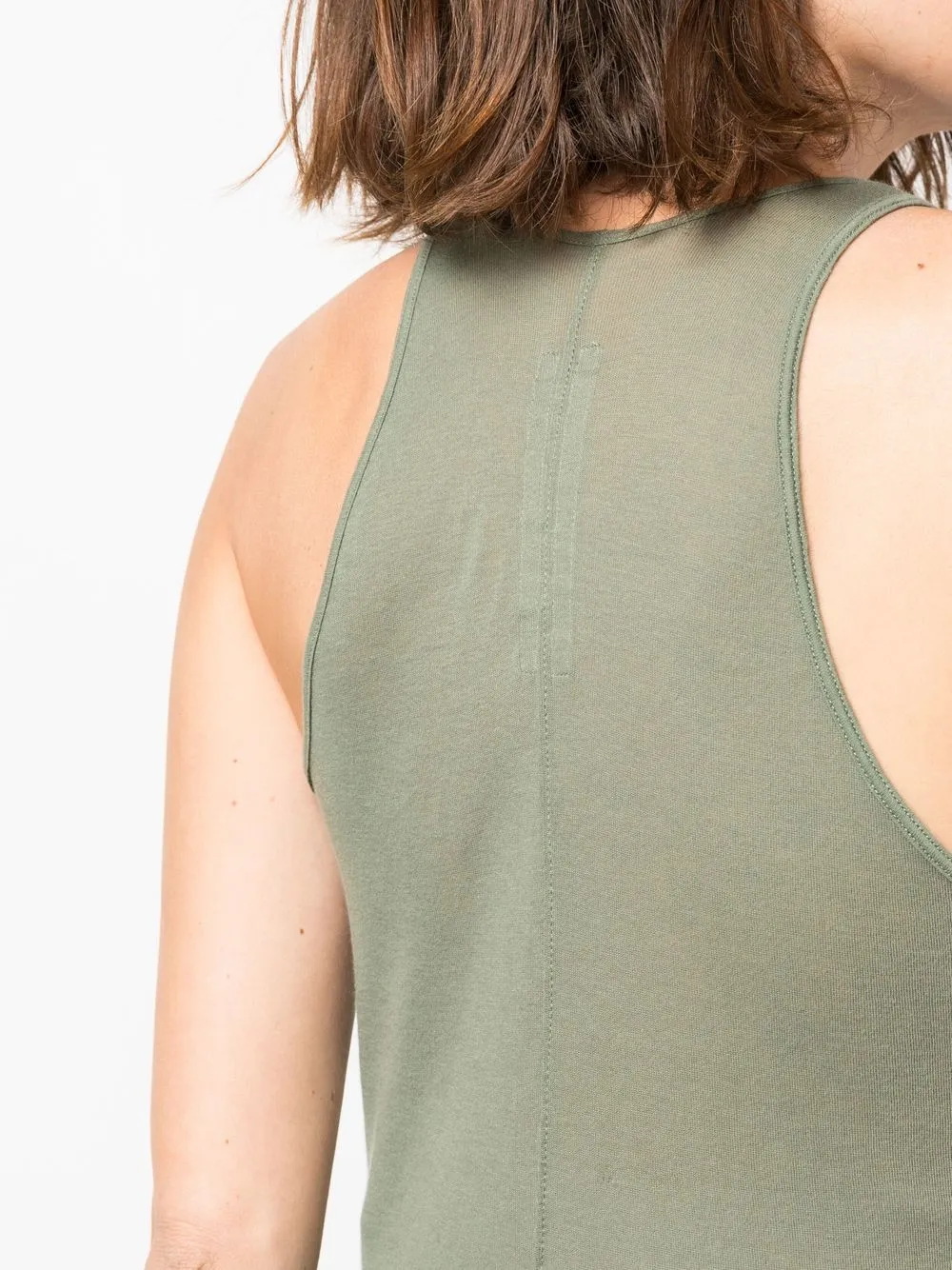 Rick Owens Raw-hem Organic Cotton Tank Top In Green