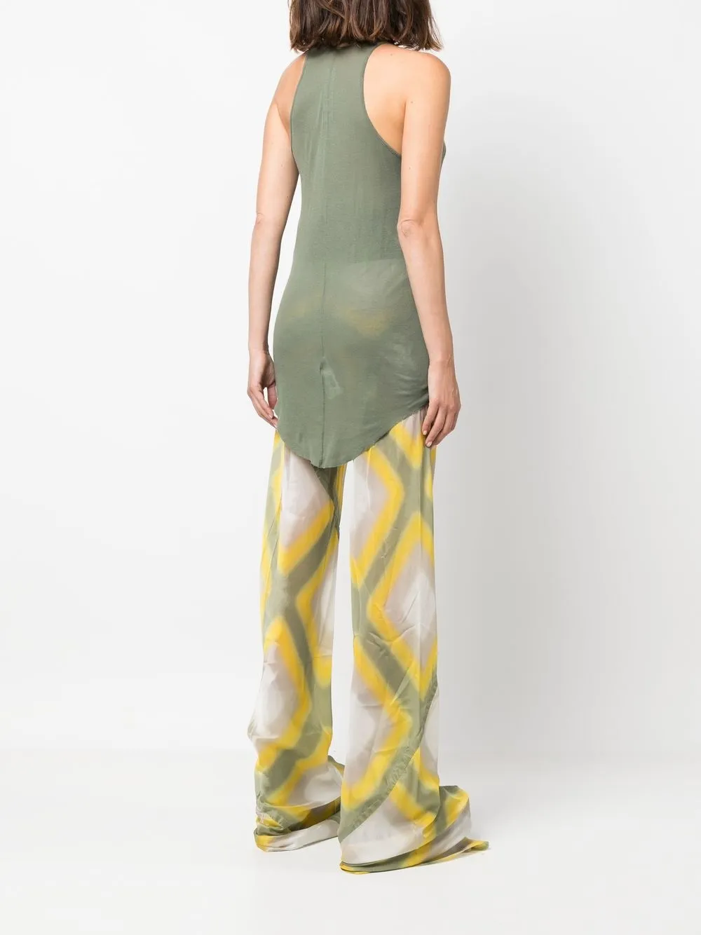 Rick Owens Raw-hem Organic Cotton Tank Top In Green