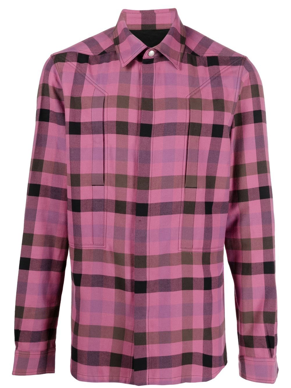 RICK OWENS FOG-POCKET PLAID OVER-SHIRT