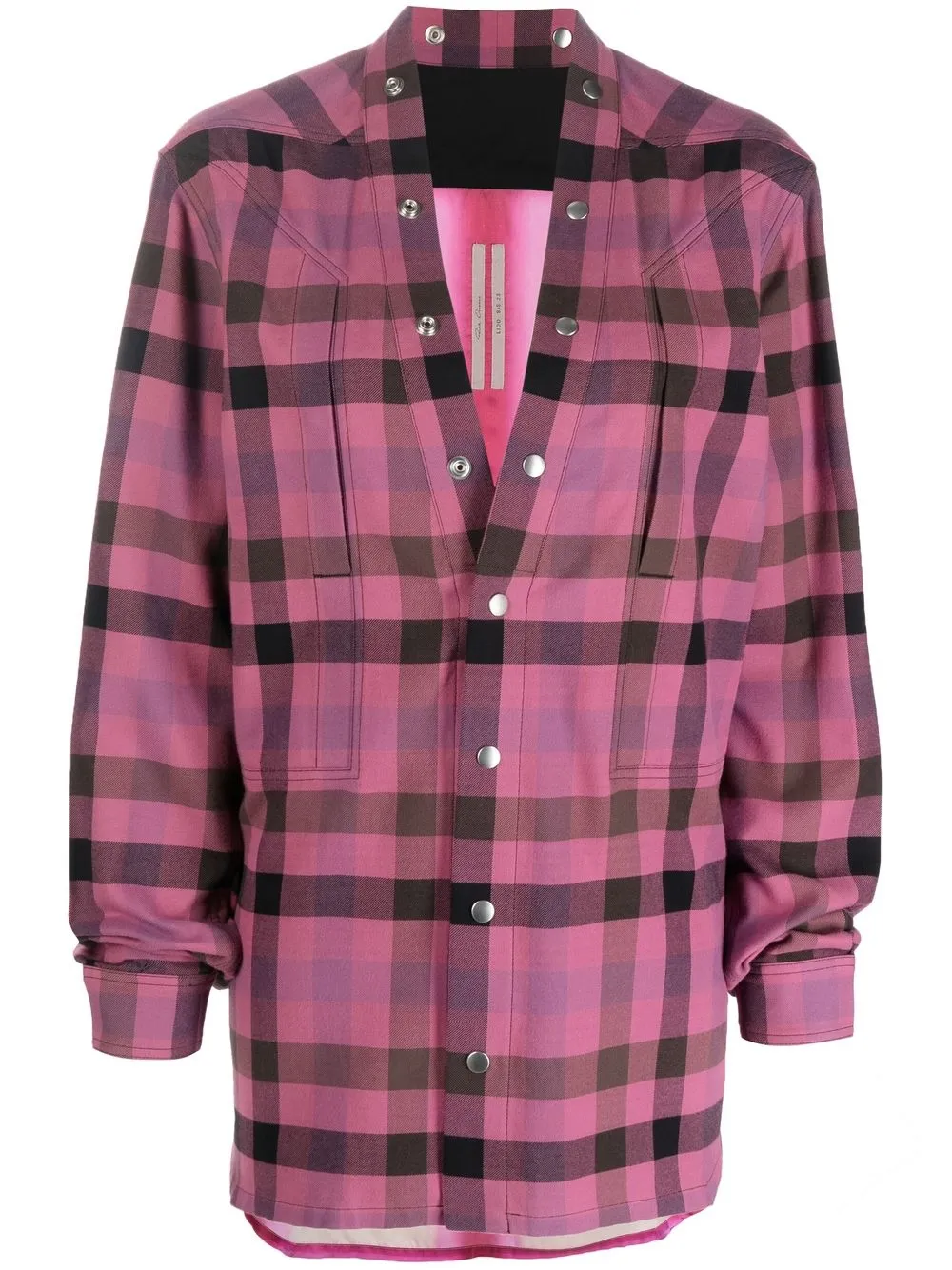 

Rick Owens check-print long-sleeve shirt - Pink