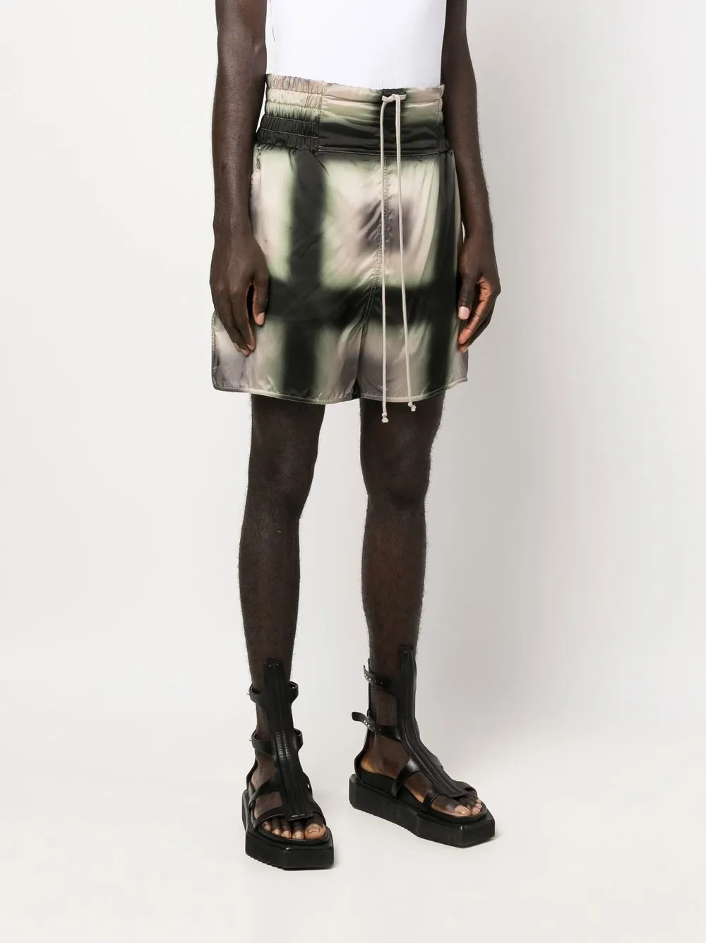 Rick Owens Badeshorts Mit Geometrischem Print In Neutrals
