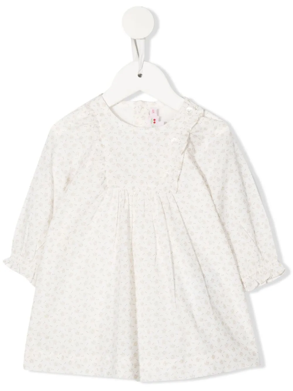 Bonpoint Babies' Floral-print Long-sleeved Dress In White