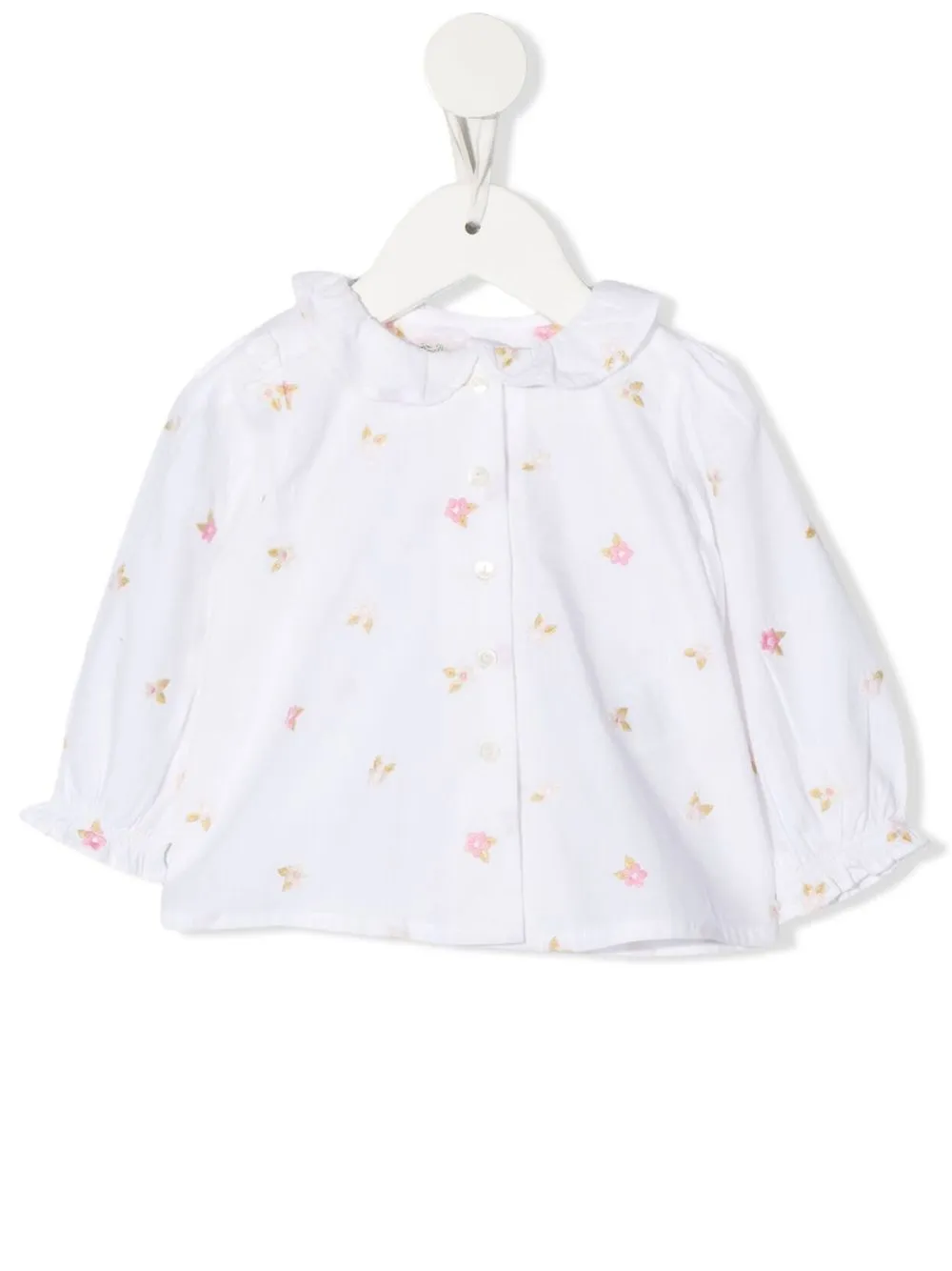 

Bonpoint floral-print ruffled blouse - White