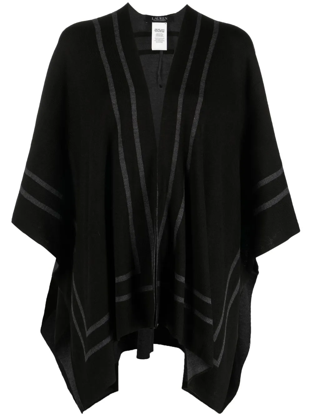 

Lauren Ralph Lauren poncho tejido con motivo de rayas - Negro