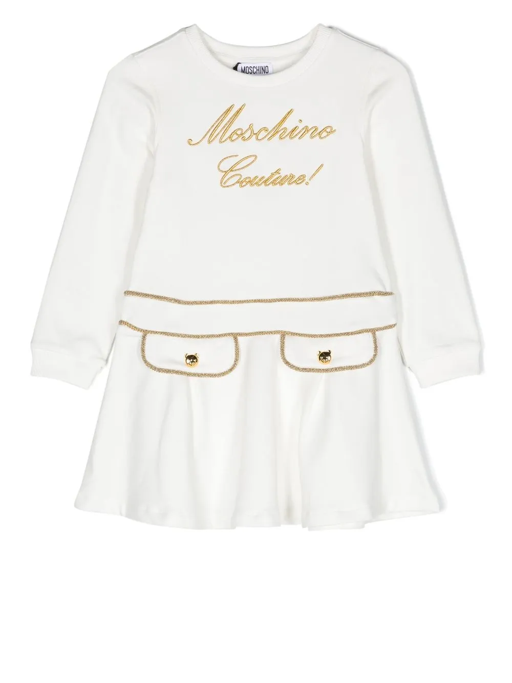 

Moschino Kids vestido estilo playera con logo bordado - Blanco