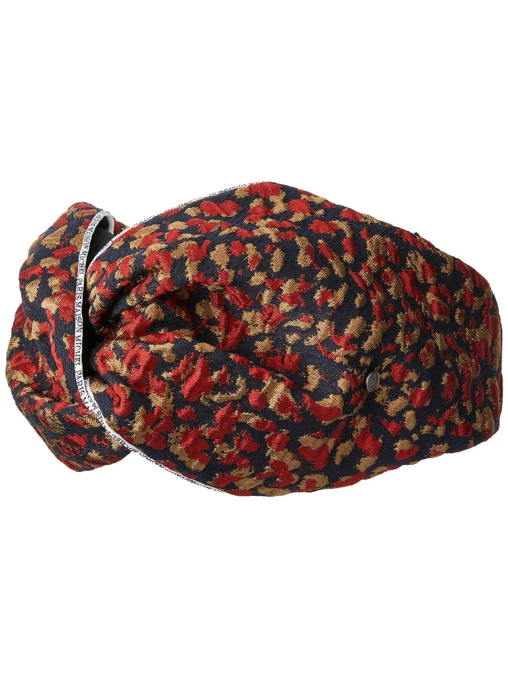 

Maison Michel diadema Romane con motivo de leopardo en jacquard - Rojo