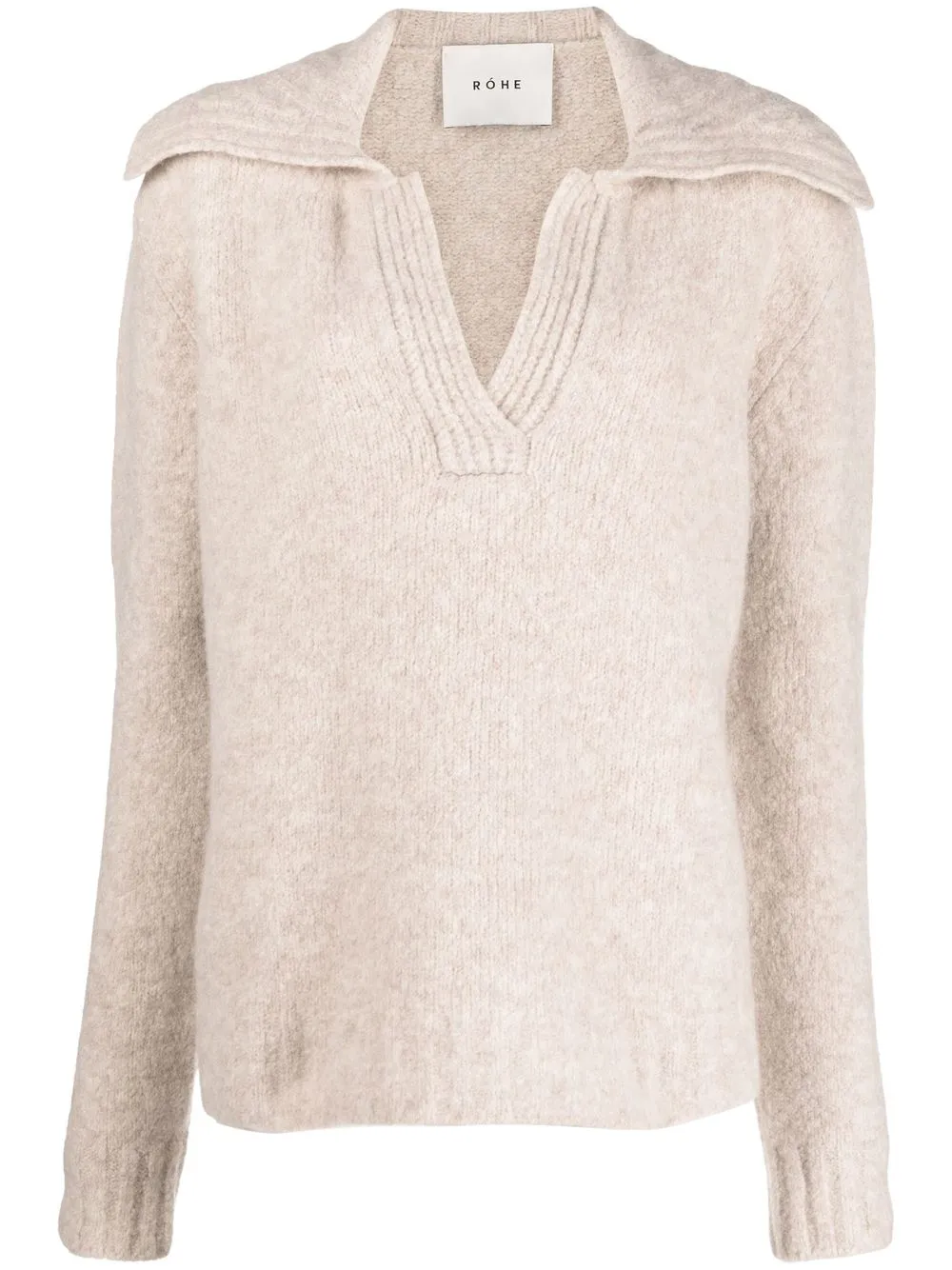 

Róhe spread-collar V-neck jumper - Neutrals