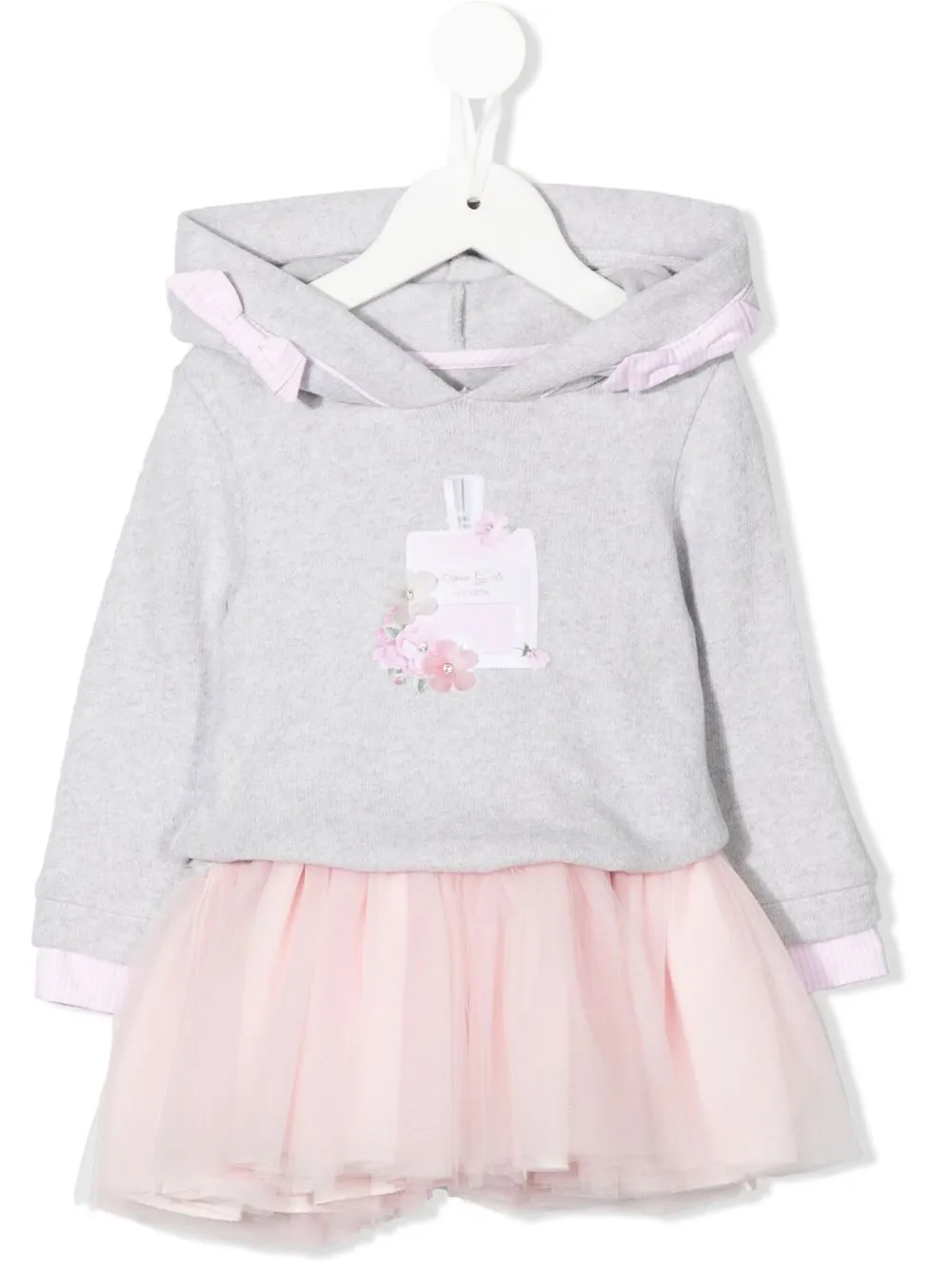 

Lapin House floral-applique hoodie dress - Pink
