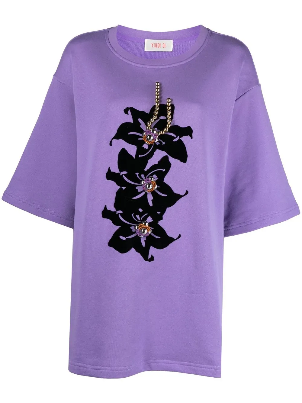 

Yueqi Qi playera con estampado gráfico - Morado