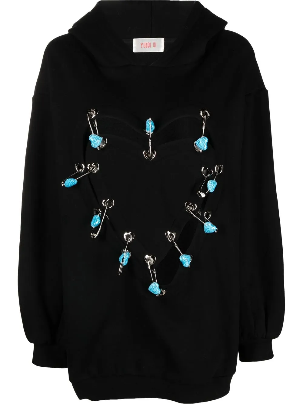 

Yueqi Qi hoodie con detalle de imperdible - Negro