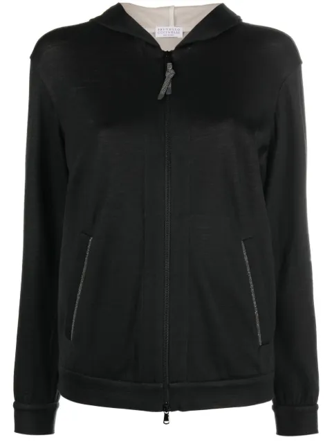 Brunello Cucinelli Monili-embellished zip-up hoodie