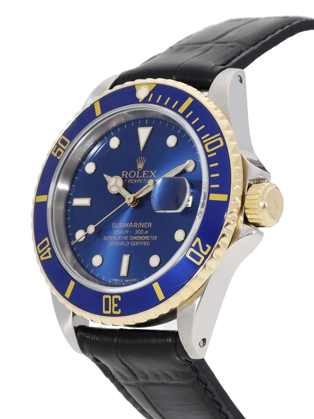 gold submariner leather strap