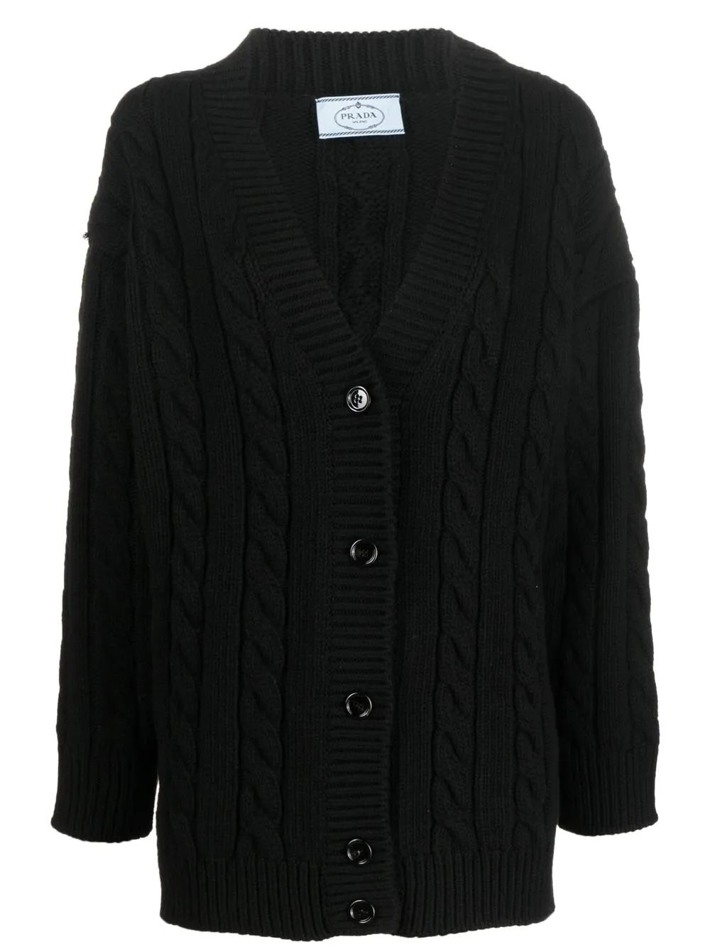 Prada V-neck cable-knit cardigan – Black