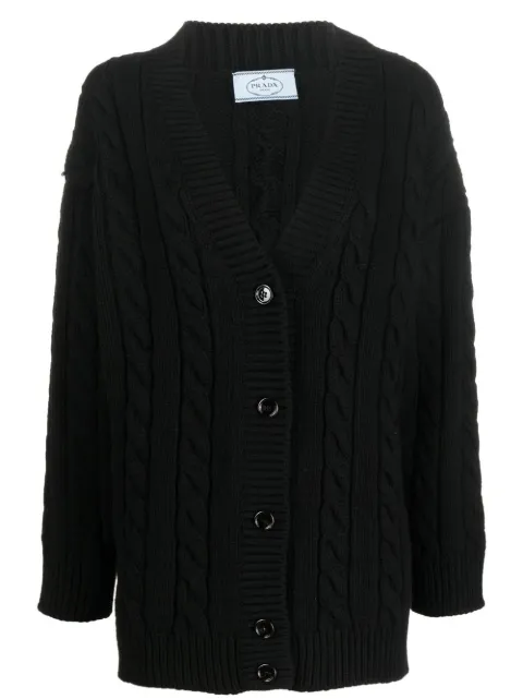 Prada V-neck cable-knit cardigan