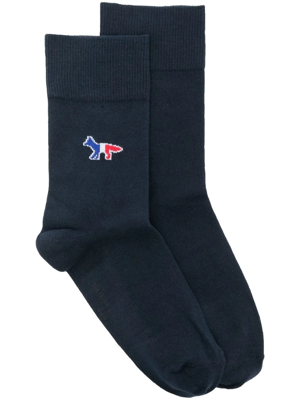 

Maison Kitsuné intarsia-knit fox logo crew socks - Blue