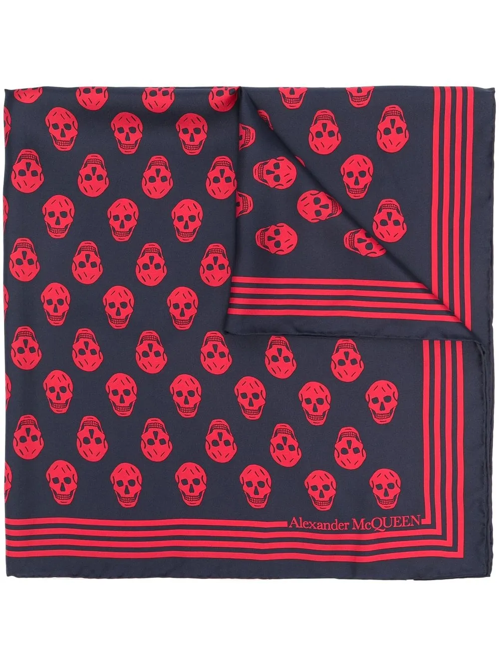 

Alexander McQueen mascada de seda con motivo Skull - Rojo