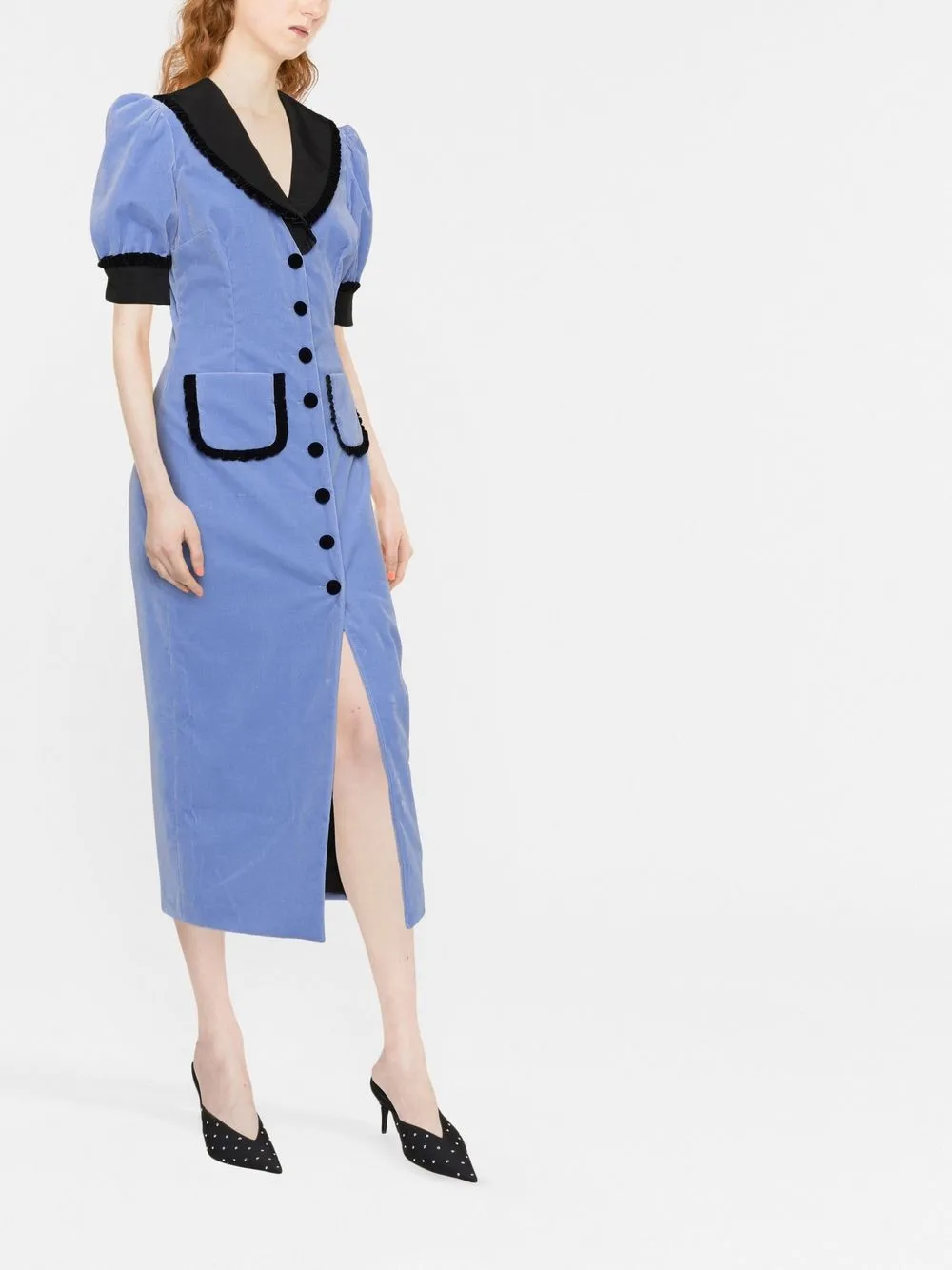 Alessandra Rich Jurk met contrasterend vlak - Blauw