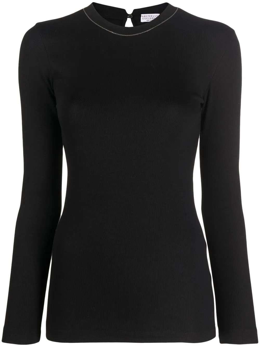 Brunello Cucinelli Crew-neck Long-sleeve Top In Schwarz