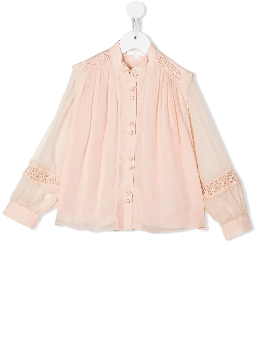 

Chloé Kids blusa con pliegues bordados - Rosado