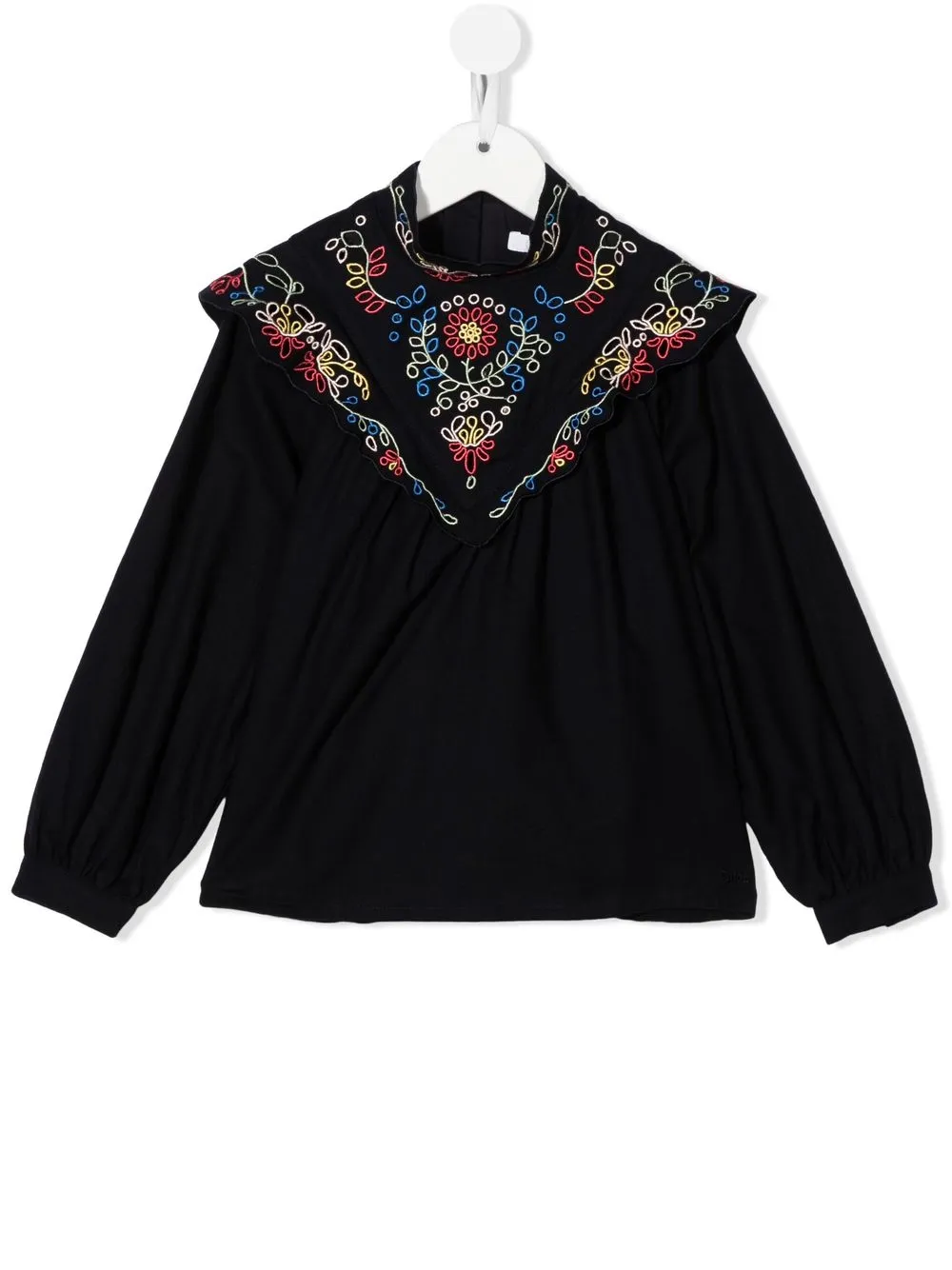 

Chloé Kids blusa bordada con cuello redondo - Azul