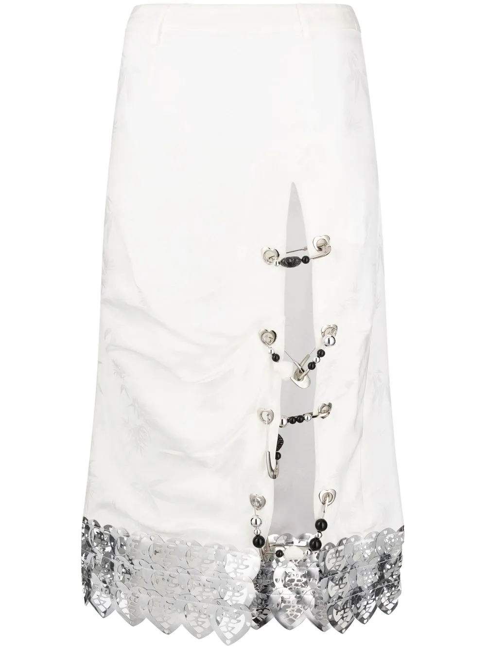 

Yueqi Qi laser-cut silk pencil skirt - White