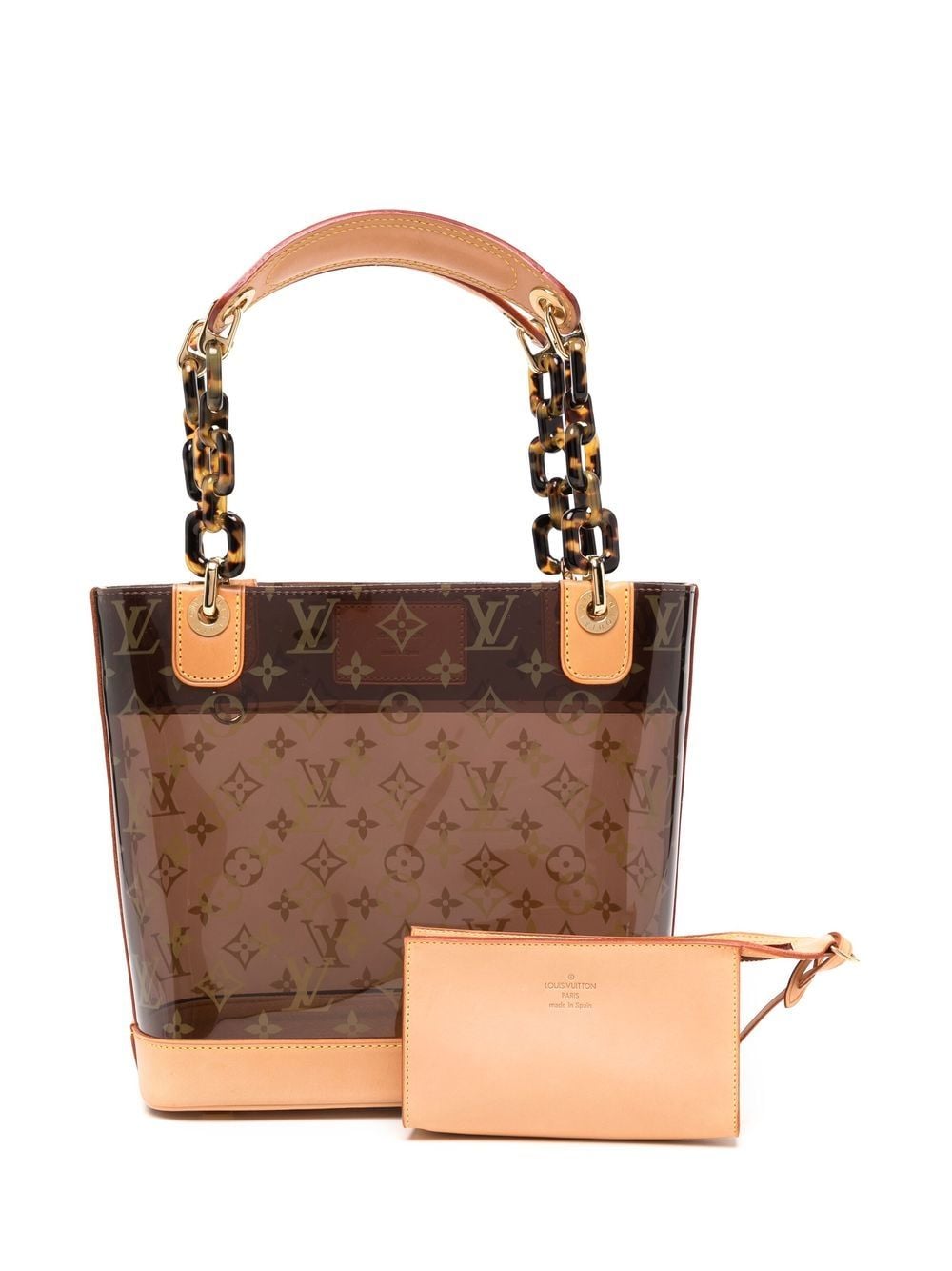 LOUIS VUITTON, a plastic and leather monogrammed bag, Cabas Monogram Ambre  PM, limited edition Cruise Collection 2003. - Bukowskis