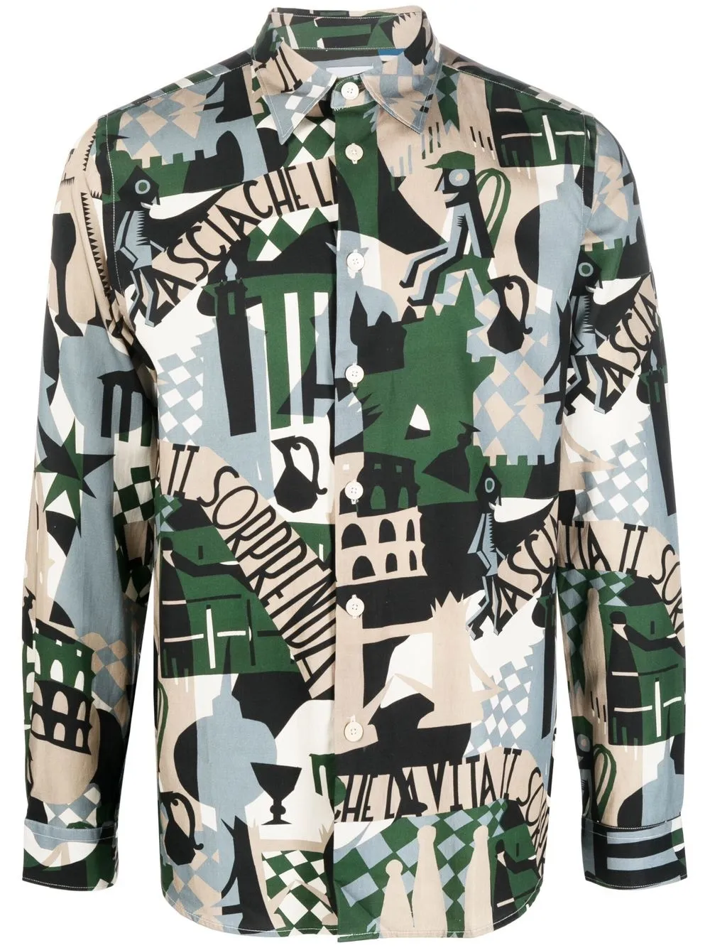 

PS Paul Smith Souvenir-print long-sleeve shirt - Green