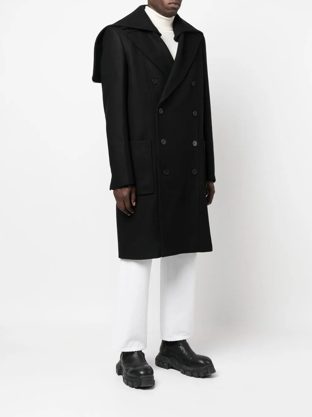  Balmain Doppelreihiger Mantel   Schwarz 
