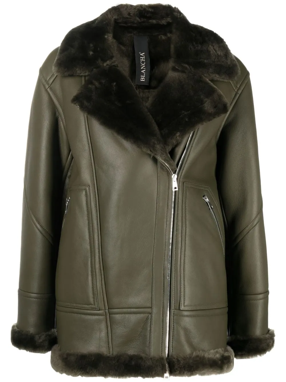 

Blancha zip-up lambskin jacket - Green