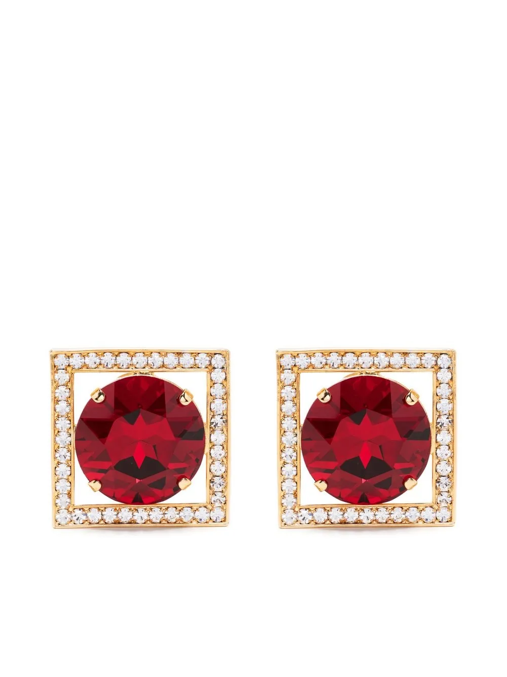 

Alessandra Rich aretes con cuadrados con detalles de cristal - Rojo