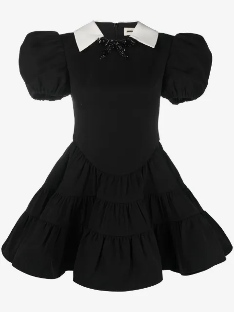 SHUSHU/TONG vestido corto a capas con mangas farol