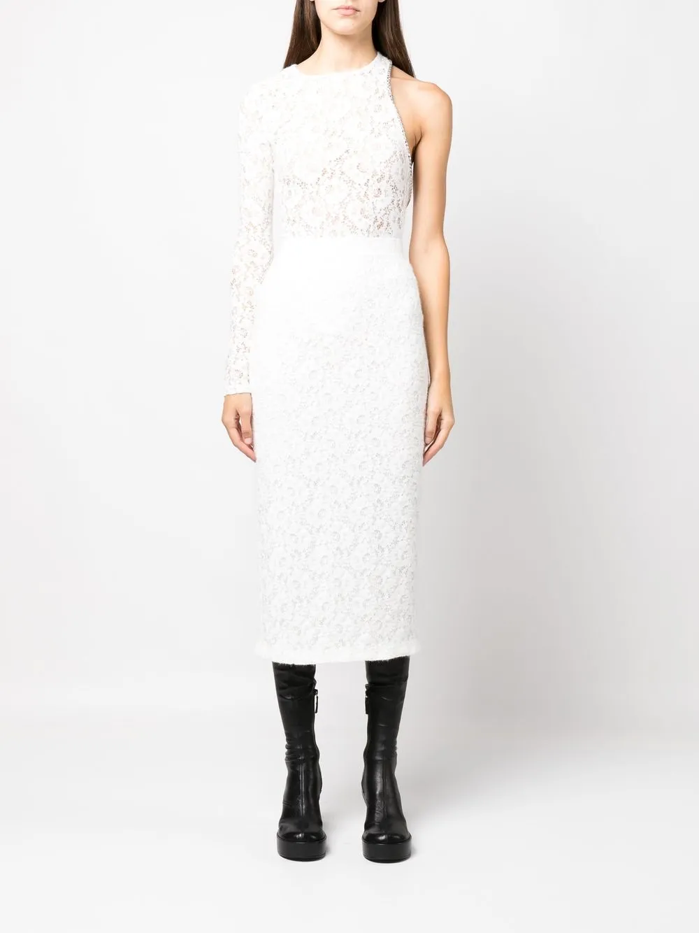 Anouki Floral-lace Pencil Skirt In White