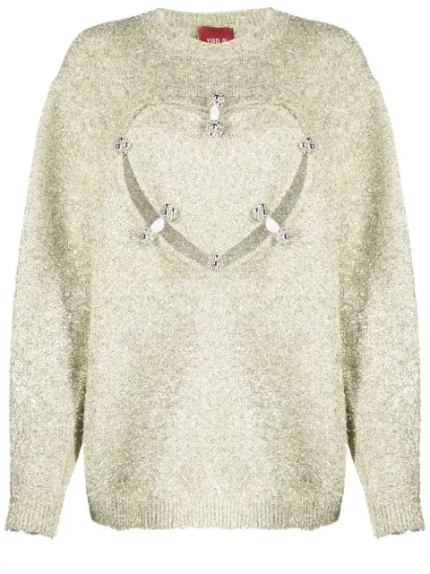 Yueqi Qi heart-motif knitted jumper
