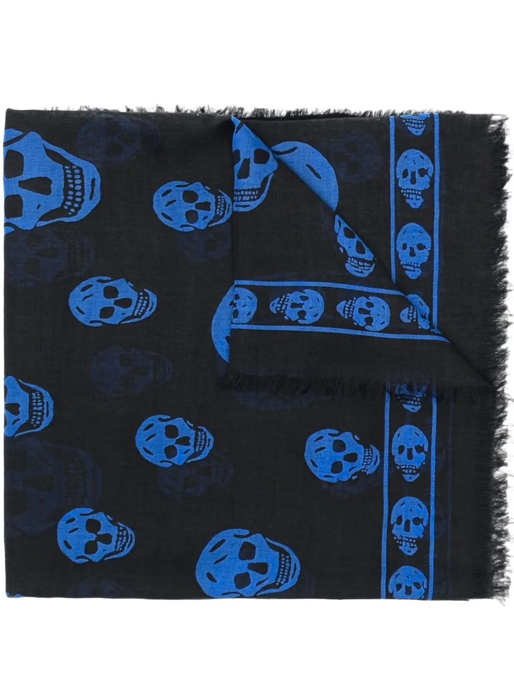 

Alexander McQueen skull-print fringed scarf - Black