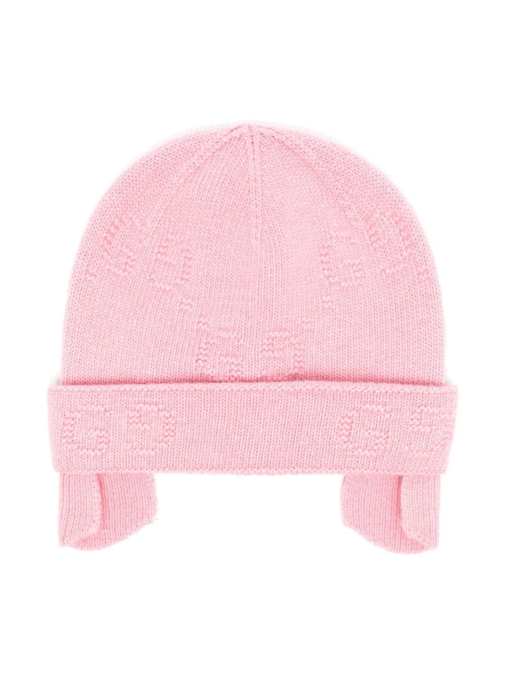 Gucci Kids' Logo-knit Wool Beanie In Pink