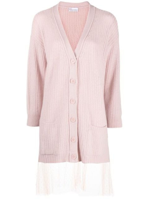 RED Valentino point d'esprit-tulle longline cardigan