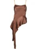 Helmut Lang asymmetric draped satin top - Brown