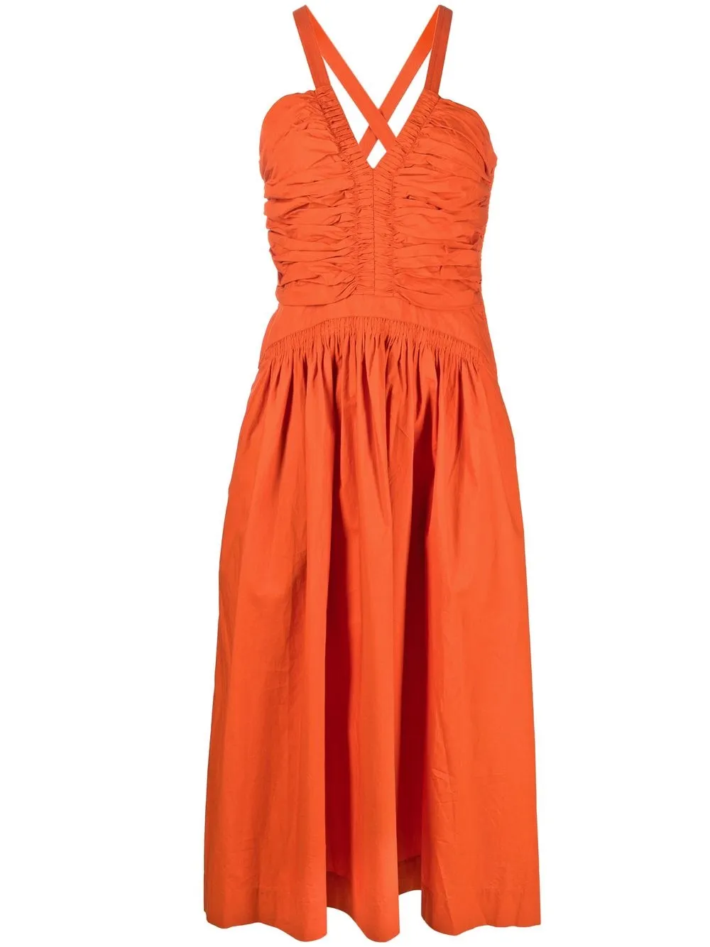 

Ulla Johnson Laurelin ruched cotton dress - Orange