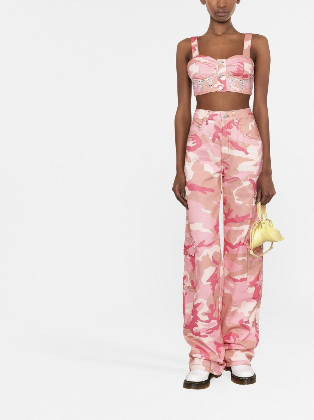 Shop Alessandra Rich Crystal-embellished Bustier Top In Pink