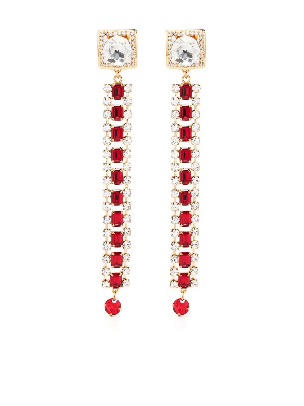 

Alessandra Rich aretes con detalles de cristal - Rojo