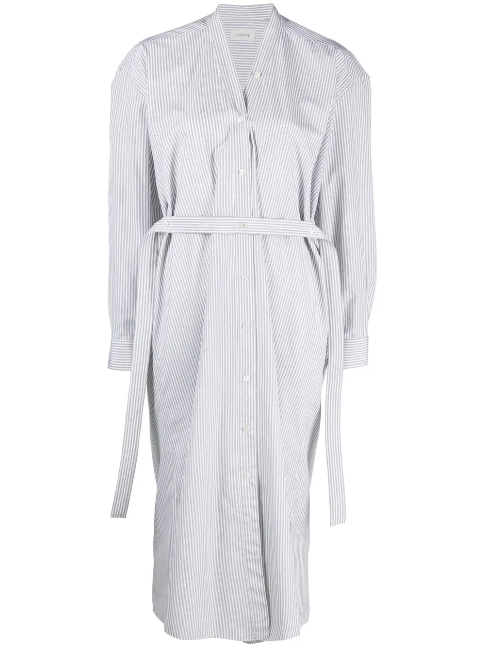 

Lemaire belted striped cotton dress - White