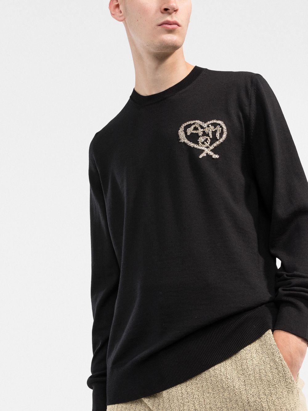 Alexander McQueen logo-embroidered wool jumper Men