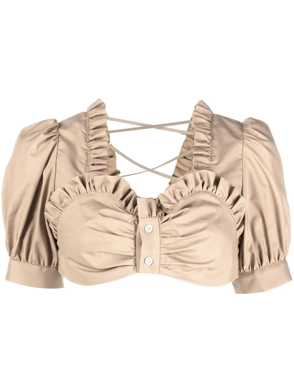 

Comme Des Garçons Noir Kei Ninomiya poplin ruffled cropped blouse - Neutrals