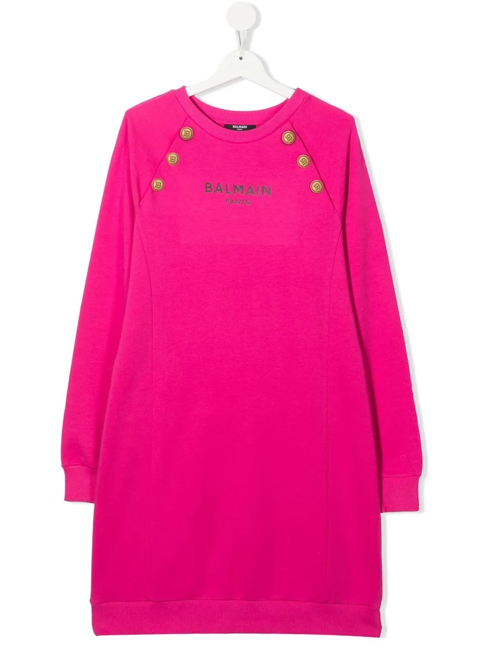 

Balmain Kids vestido estilo sudadera con logo estampado - Rosado