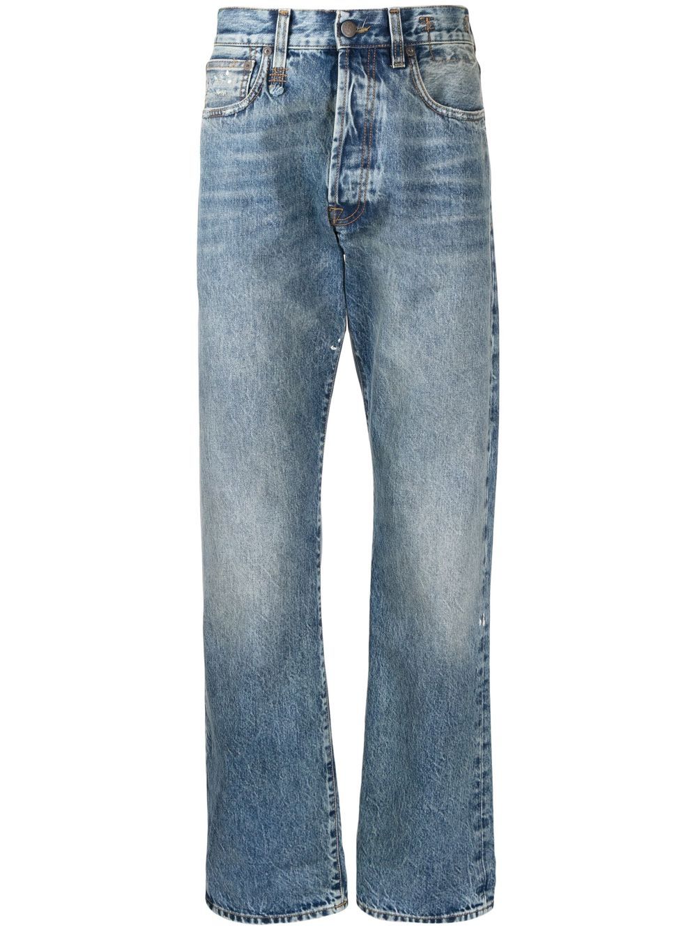 R13 stonewashed straight-leg jeans - Blue