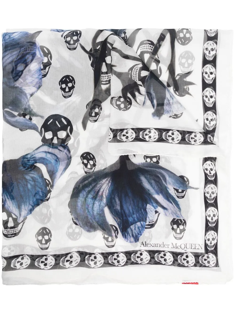 

Alexander McQueen skull-print silk scarf - Blue