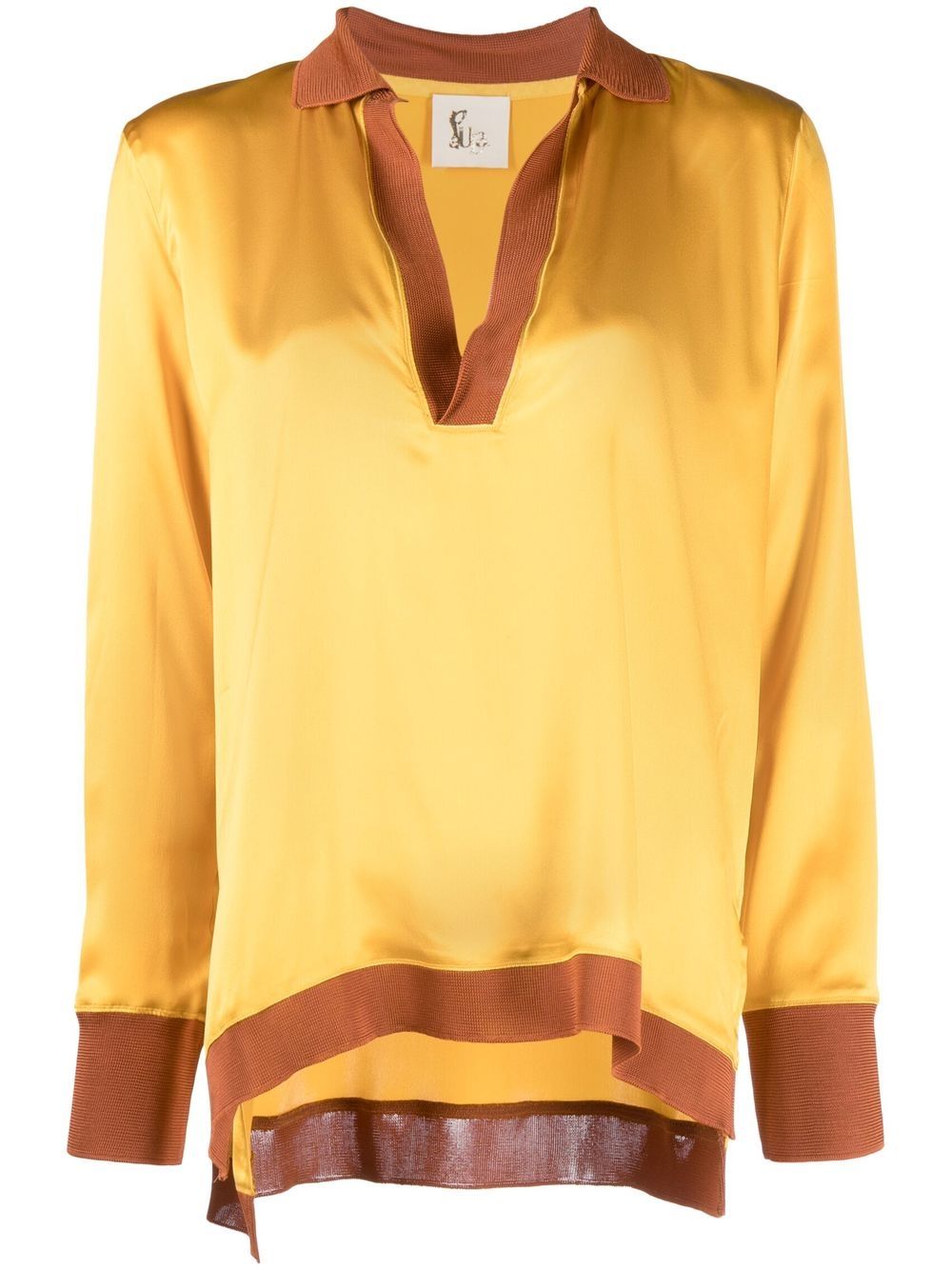 

PAULA contrast-trimmed silk blouse - Yellow