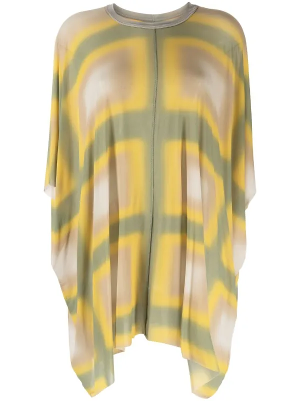 Rick Owens Minerva Draped Geometric-print Top in Yellow