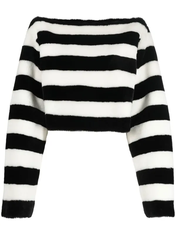 Balmain Boat-neck Striped Jumper in Black